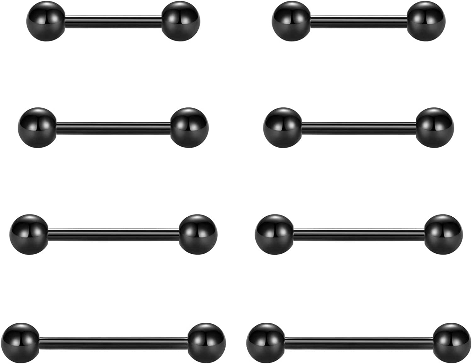 Vcmart Nipple Rings Tongue Rings Stainless Steel 14G Straight Barbells Piercing Jewelry 12Mm,14Mm,16Mm,18Mm Apparel & Accessories > Jewelry > Body Jewelry vcmart 2 -black  