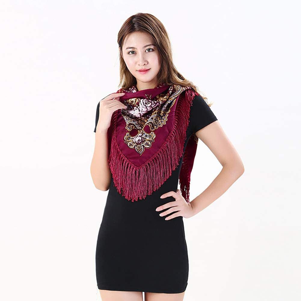 Uainhrt Tassel Scarf Cotton Large Square Shawl and Wraps,Versatile Gift Fringe Boho Shawl,43"×43" Apparel & Accessories > Clothing Accessories > Scarves & Shawls Uainhrt   