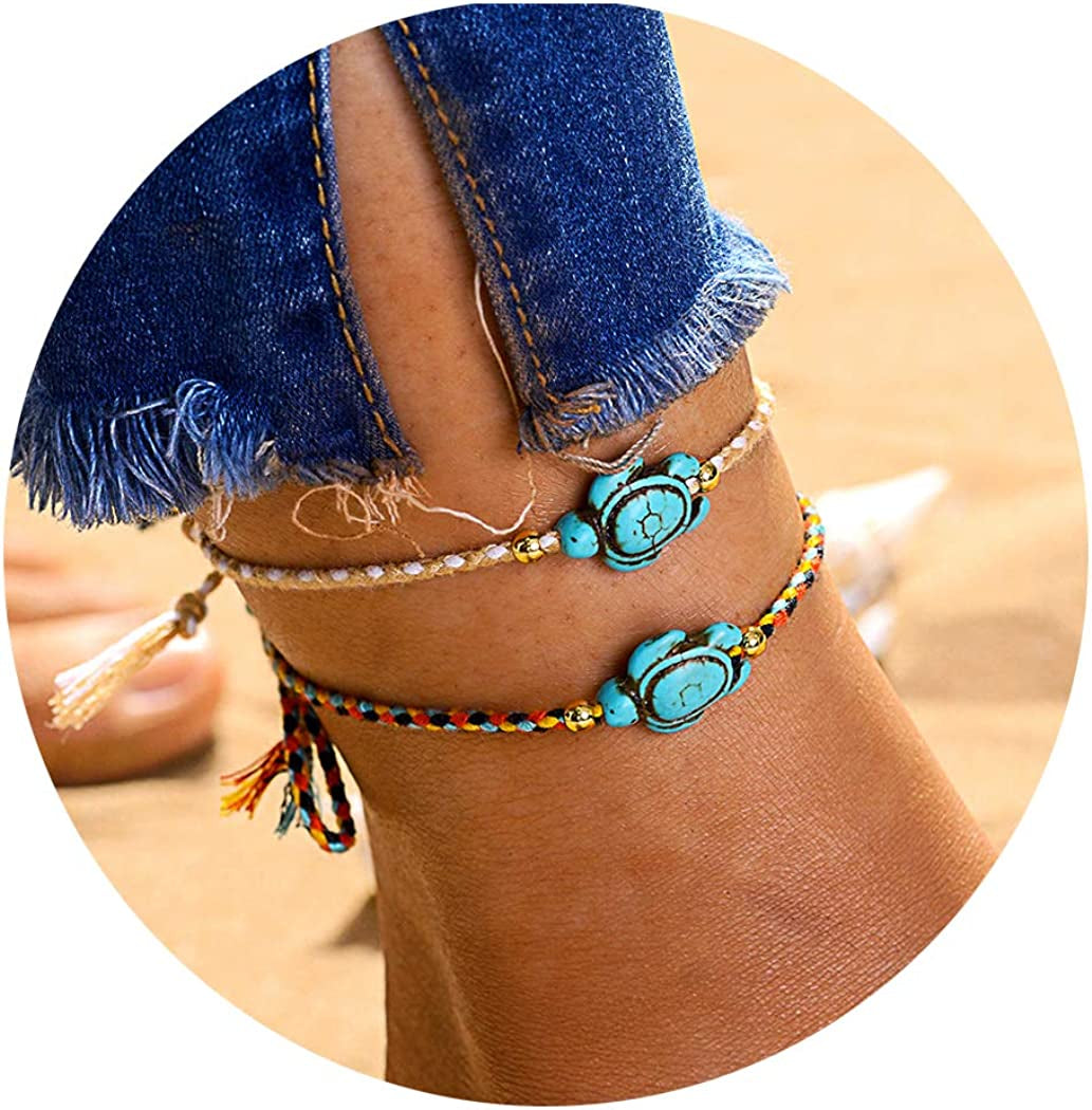 Jeka Waterproof Sea Turtle Anklets for Women Men Rope Friendship Handmade Adjustable Boho Beach Jewelry Gifts Apparel & Accessories > Jewelry > Anklets JEKA JEWELRY   