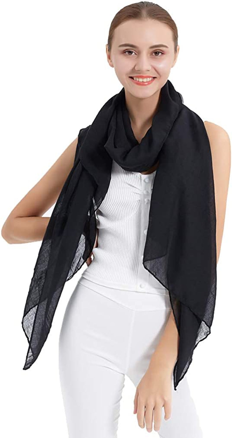 LMVERNA Women'S Long Scarf Solid Color Large Sheer Shawl Wraps for Evening Apparel & Accessories > Clothing Accessories > Scarves & Shawls LMVERNA Black  