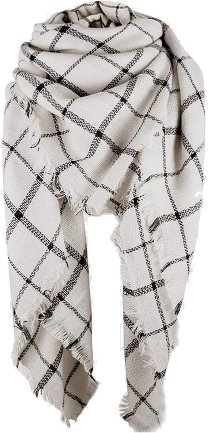 Century Star Women'S Stylish Warm Tassels Soft Plaid Tartan Scarf Winter Large Blanket Wrap Shawl Apparel & Accessories > Clothing Accessories > Scarves & Shawls Century Star Beige One Size 