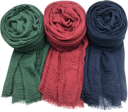 MANSHU 3 PCS Women Soft Scarf Shawl Long Scarf. Apparel & Accessories > Clothing Accessories > Scarves & Shawls MANSHU Crimson, Dark Green, Ink Blue  