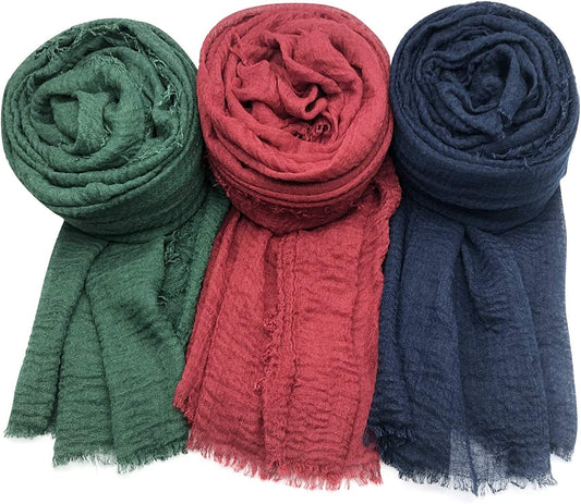 MANSHU 3 PCS Women Soft Scarf Shawl Long Scarf. Apparel & Accessories > Clothing Accessories > Scarves & Shawls MANSHU Crimson, Dark Green, Ink Blue  