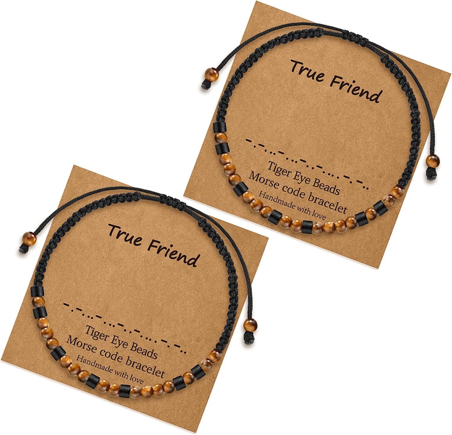 Morse Code Bracelets for Women Gifts, Adjustable 2Pcs Tiger Eye Beads Friendship Bracelets Gifts for Best Friend Women Girls Sister Funny Inspirational Birthday Friendship Gifts for Women Jewelry Apparel & Accessories > Jewelry > Bracelets MONOZO True Friend  