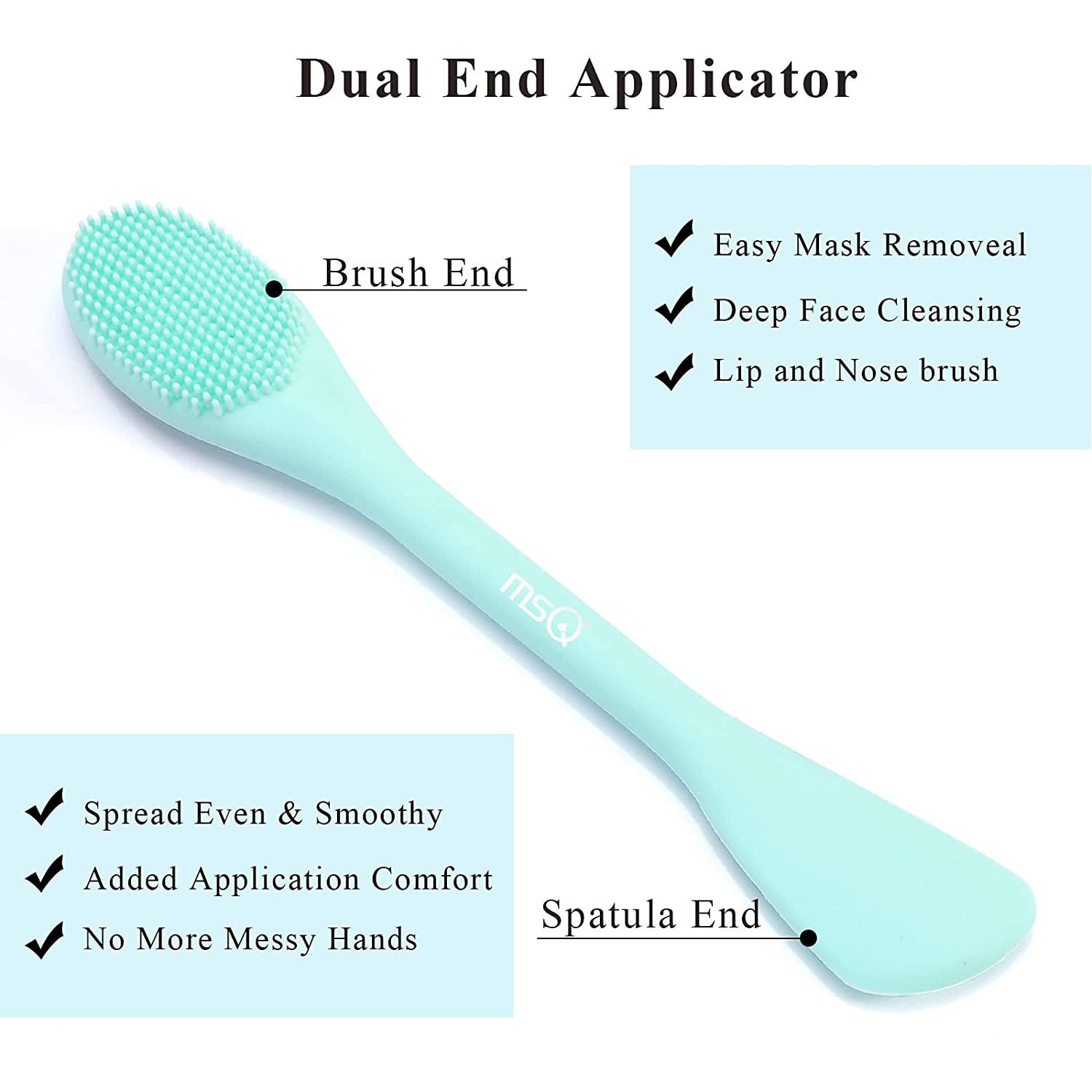 MSQ Silicone Face Mask Brush, Soft Facial Cleansing Scrubber, 2 Pack Double-End Facial Mask Brush for Mud, Clay, Charcoal Mixed Mask, DIY, Skincare Applicator Tools for Apply Cream, Lotion Health & Beauty > Personal Care > Cosmetics > Cosmetic Tools > Skin Care Tools MSQ   