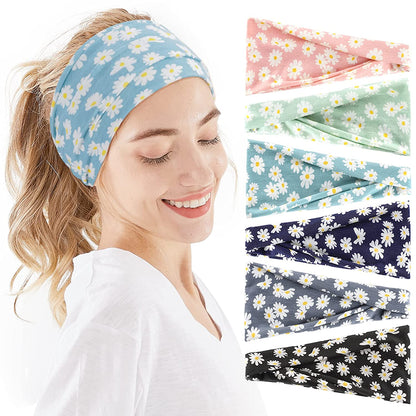 Headbands for Women, 6 PCS Yoga Running Sports Headbands Tie Dye Boho Pattern Elastic Non Slip Sweat Workout Hair Fashion Bands for Girls Apparel & Accessories > Clothing Accessories > Bandanas & Headties OFFTESTY Headbands Color-12  