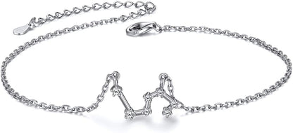 Chicsilver 12 Constellation Zodiac Anklet for Women Girls Sterling Silver Cubic Zirconia Horoscope Ankle Bracelets, 8"-10" Adjustable(With Gift Box) Apparel & Accessories > Jewelry > Anklets ChicSilver Jewelry Leo (Jul 23 - Aug 22)  