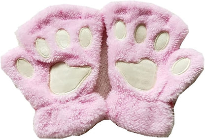 Mizhome Cat Bear Plush Claw Paw Mitten Soft Winter Gloves Costume Apparel & Accessories > Clothing Accessories > Gloves & Mittens MizHome Pink  