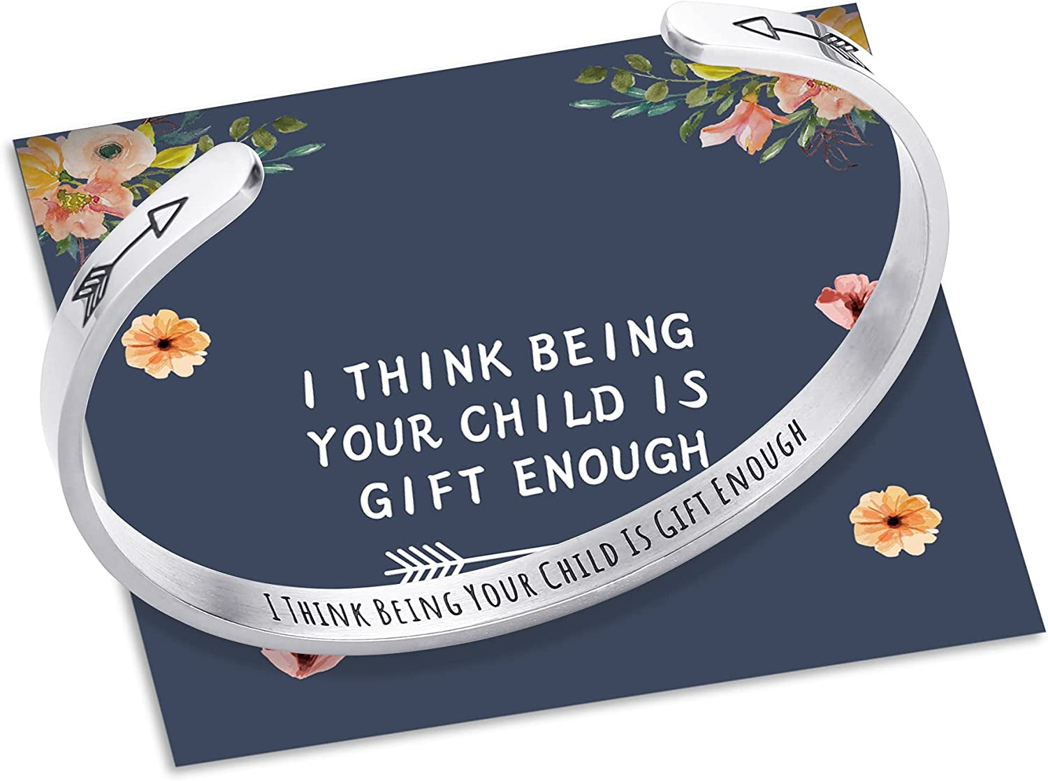 M MOOHAM Bracelets for Women- Engraved Quote Inspirational Bracelet Birthday Christmas Funny Gifts for Best Friend, Daughter, Son, Sister, Niece, Mom, Coworkers, Stainless Steel Jewelry Apparel & Accessories > Jewelry > Bracelets M MOOHAM I think being your child is gift enough  