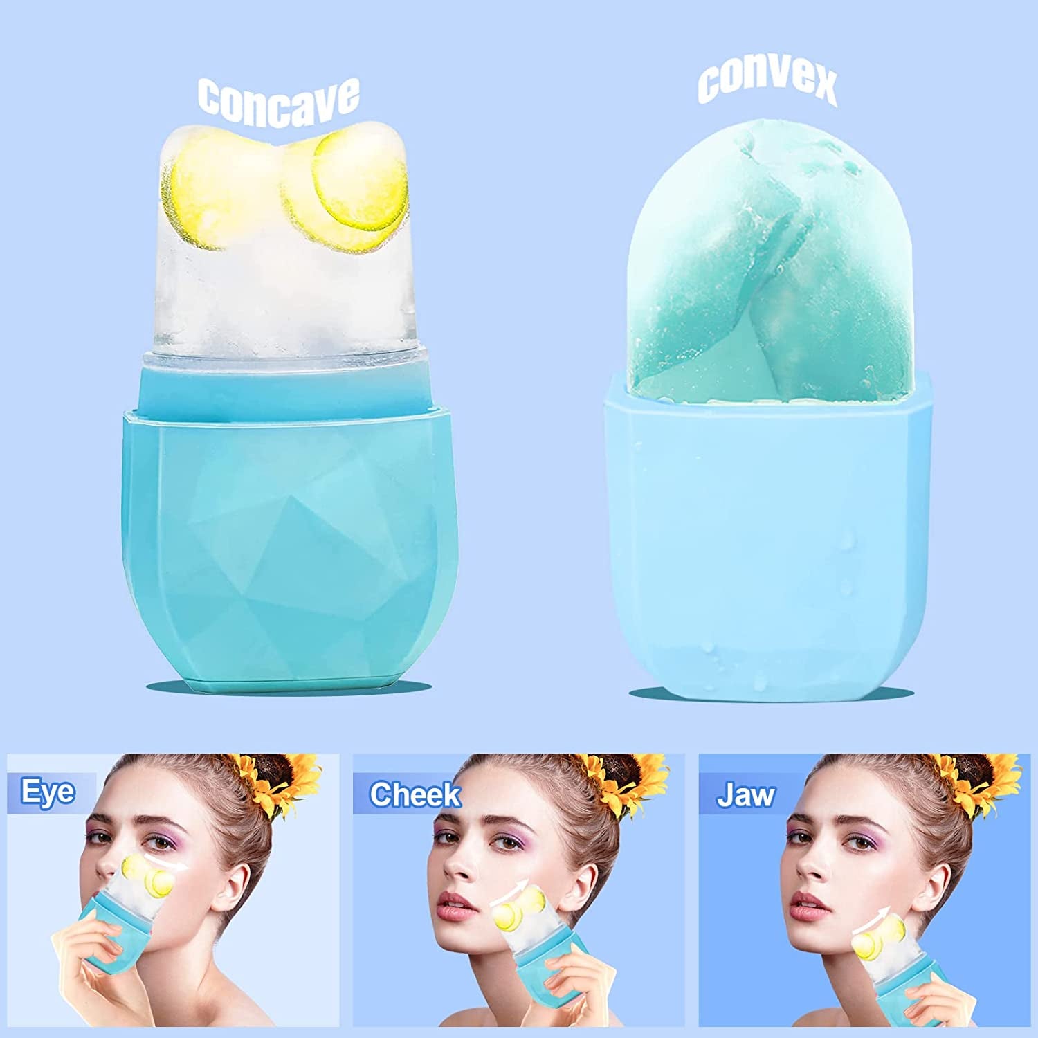 Ice Face Roller,Ice Roller for Face & Eye Beauty Ice Contour Cube Skin Care Tools for Facial Treatment Reusable Silicone Ice Mold for Face Beauty Massage Ice Tray Health & Beauty > Personal Care > Cosmetics > Cosmetic Tools > Skin Care Tools YQHIGH   