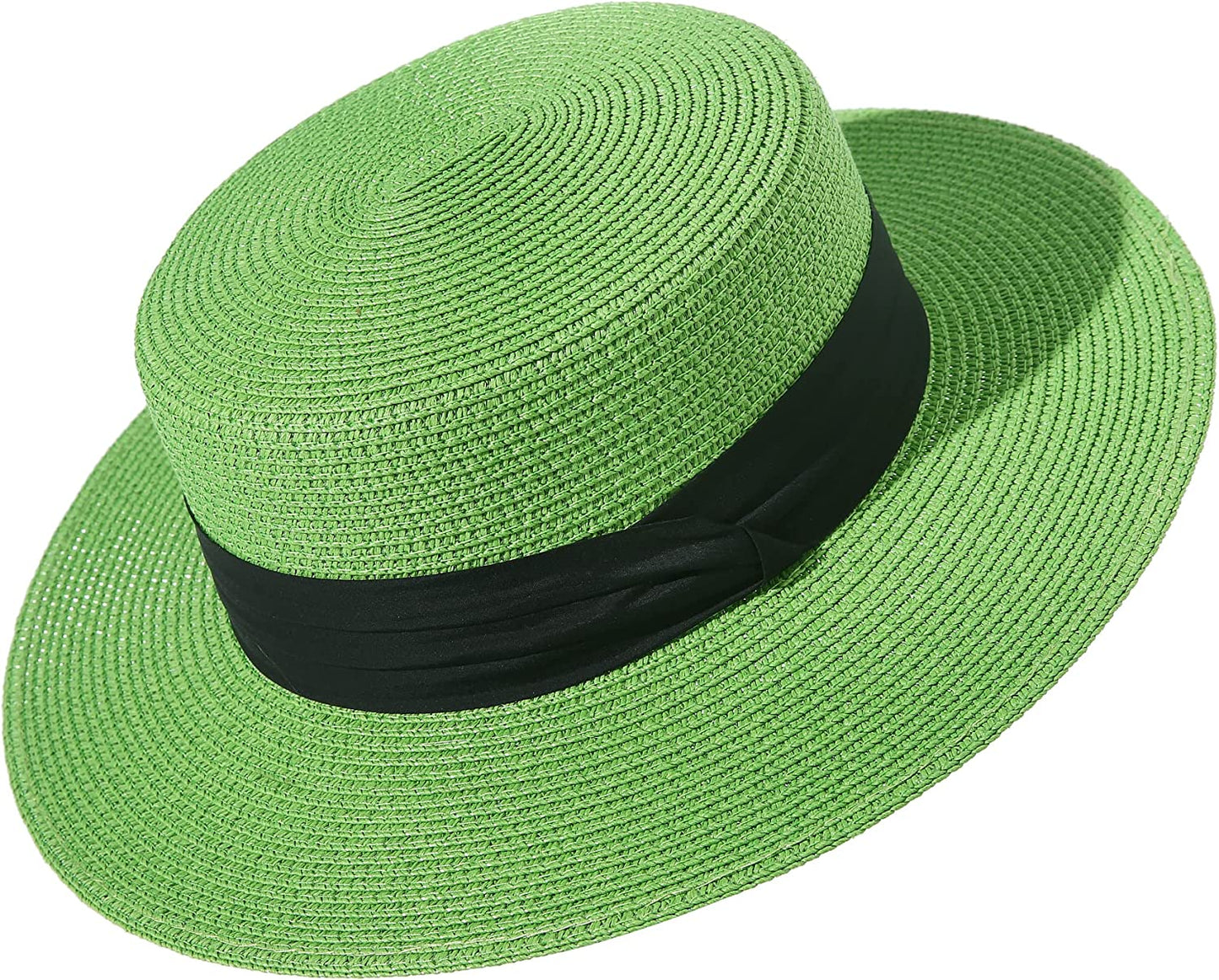 Lanzom Sun Hats for Women Wide Brim Straw Boater Hat Foldable Packable Beach Hat for Summer Apparel & Accessories > Clothing Accessories > Hats Lanzom Grass Green Medium 