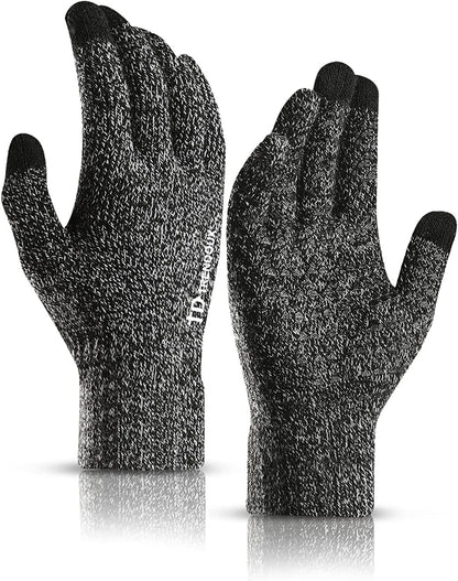 TRENDOUX Winter Gloves for Men Women - Upgraded Touch Screen Anti-Slip Silicone Gel - Elastic Cuff - Thermal Soft Knit Lining Apparel & Accessories > Clothing Accessories > Gloves & Mittens TRENDOUX Black White Medium 