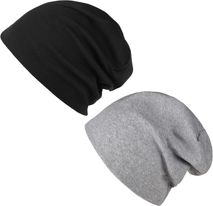 FURTALK Beanie for Womens Men Slouchy Cotton Beanies Summer Soft Skull Cap Lightweight Chemo Headwear Apparel & Accessories > Clothing Accessories > Headwear KYLIE MAX Black + Light Grey  