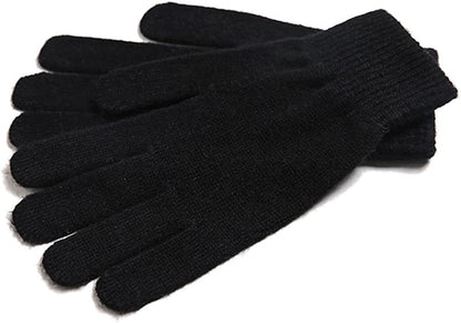 Imongol-Pure Cashmere Women Full Fingers Gloves Ladies Gloves Mittens- Gloves Knitted Apparel & Accessories > Clothing Accessories > Gloves & Mittens iMongol Black  