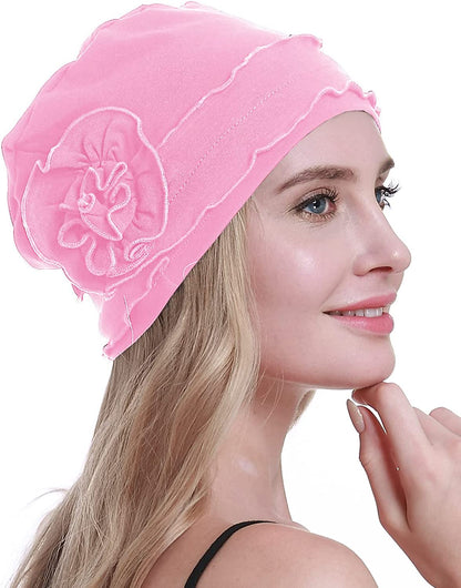 Osvyo Chemo Headwear Turban Cap for Women - Cancer Beanie Hair Loss Sealed Packaging Apparel & Accessories > Clothing Accessories > Headwear osvyo Cotton Light-pink One Size 