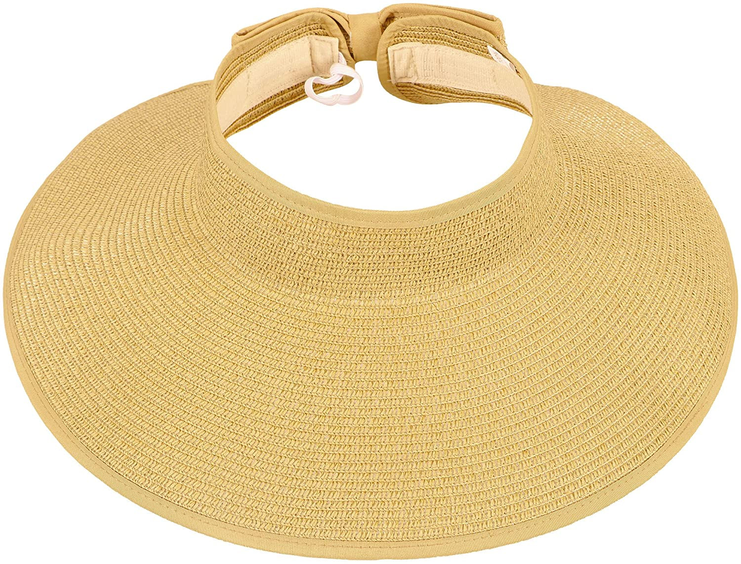 Simplicity Women'S UPF 50+ Wide Brim Roll-Up Straw Sun Hat Sun Visor Apparel & Accessories > Clothing Accessories > Hats Simplicity Beige  