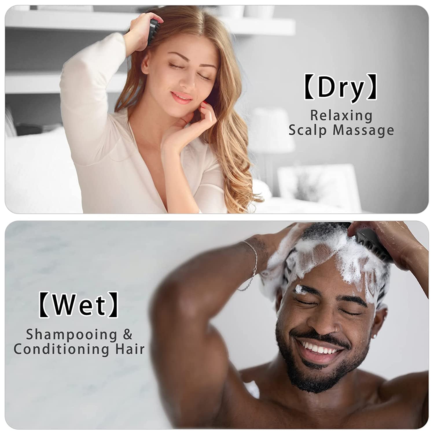 FREATECH Scalp Massager Shampoo Brush with Soft & Flexible Silicone Bristles for Hair Care and Head Relaxation, Ergonomic Scalp Scrubber/Exfoliator for Dandruff Removal and Hair Growth, Black Health & Beauty > Personal Care > Hair Care FREATECH   