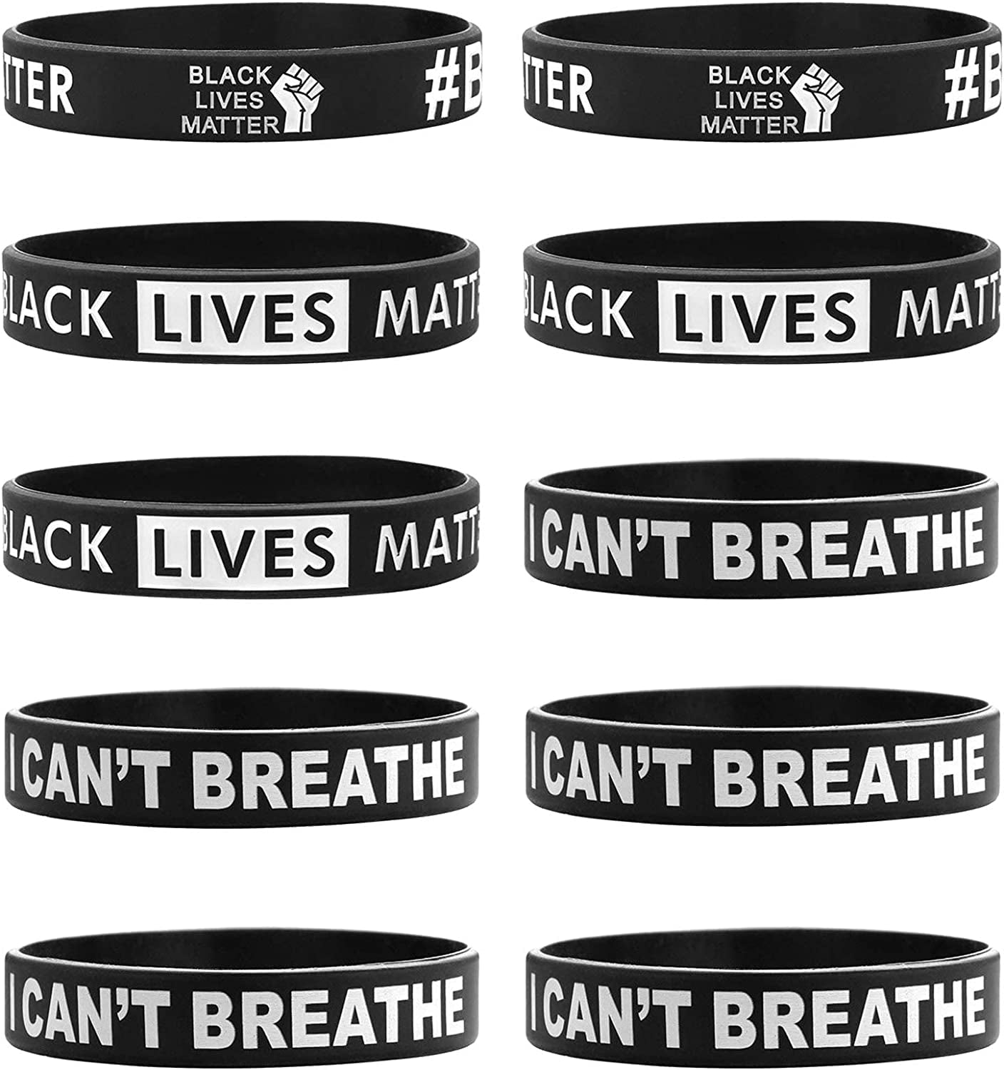 Black Lives Matter Bracelet Silicone Wristband Bracelets Black Rubber Bangle Bracelet 10 Pcs Apparel & Accessories > Jewelry > Bracelets Cooluckday BLM-002  