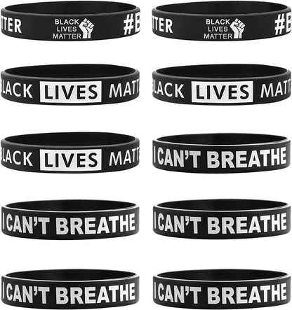 Black Lives Matter Bracelet Silicone Wristband Bracelets Black Rubber Bangle Bracelet 10 Pcs Apparel & Accessories > Jewelry > Bracelets Cooluckday BLM-002  