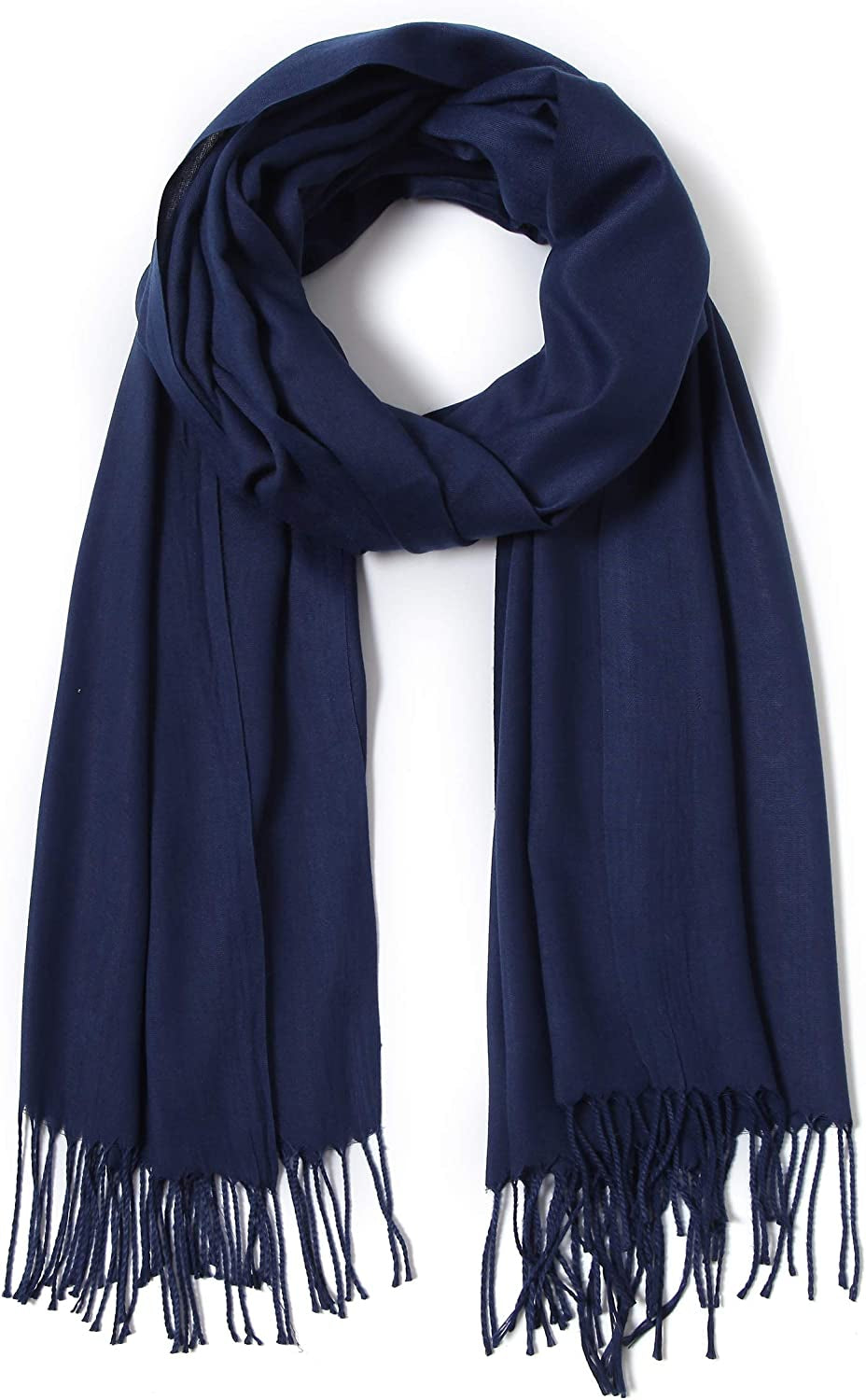 Pashmina Shawls and Wraps Large Scarfs for Women Wedding Party Bridal Long Fashion Solid Shawl Wrap with Fringes Apparel & Accessories > Clothing Accessories > Scarves & Shawls Cindy & Wendy Navy  