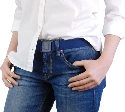 Beltaway-The Square Adjustable No Show Flat Buckle Belt Comfortably Holds Your Pants Up Apparel & Accessories > Clothing Accessories > Belt Buckles BELTAWAY Gray & Denim One Size (0-14) 