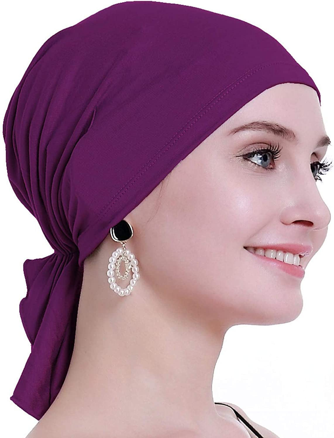 Osvyo Bamboo Chemo Headscarf for Women Hair Loss - Cancer Slip on Headwear Turbans Sealed Packaging Apparel & Accessories > Clothing Accessories > Headwear osvyo Bamboo Dark Purple One Size 