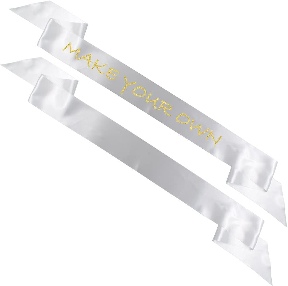 TREORSI Blank Satin Sash, Plain Sash, Party Decorations, Make Your Own Sash (2 Pack, White) Apparel & Accessories > Clothing Accessories > Sashes TREORSI   