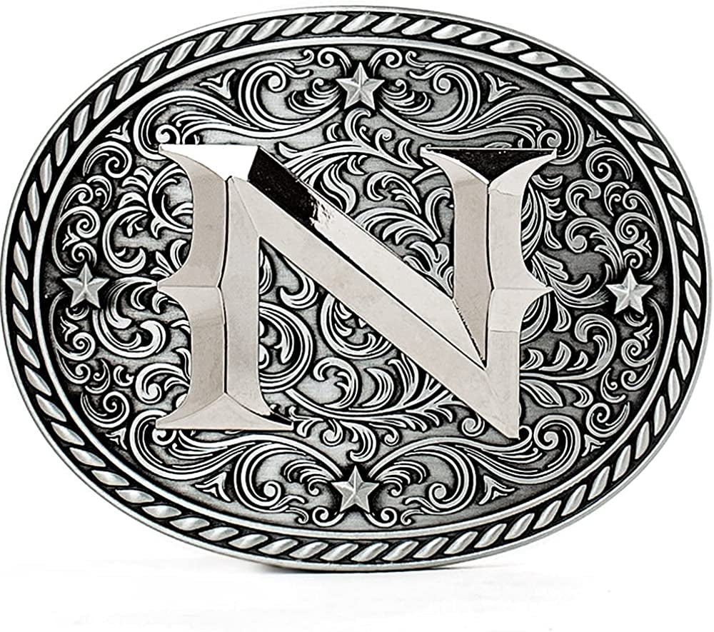 Western Cowboy/Cowgirl Initial Belt Buckle - Large, Letter Buckles for Men and Women Apparel & Accessories > Clothing Accessories > Belt Buckles Itera N  