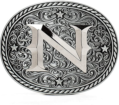 Western Cowboy/Cowgirl Initial Belt Buckle - Large, Letter Buckles for Men and Women Apparel & Accessories > Clothing Accessories > Belt Buckles Itera N  