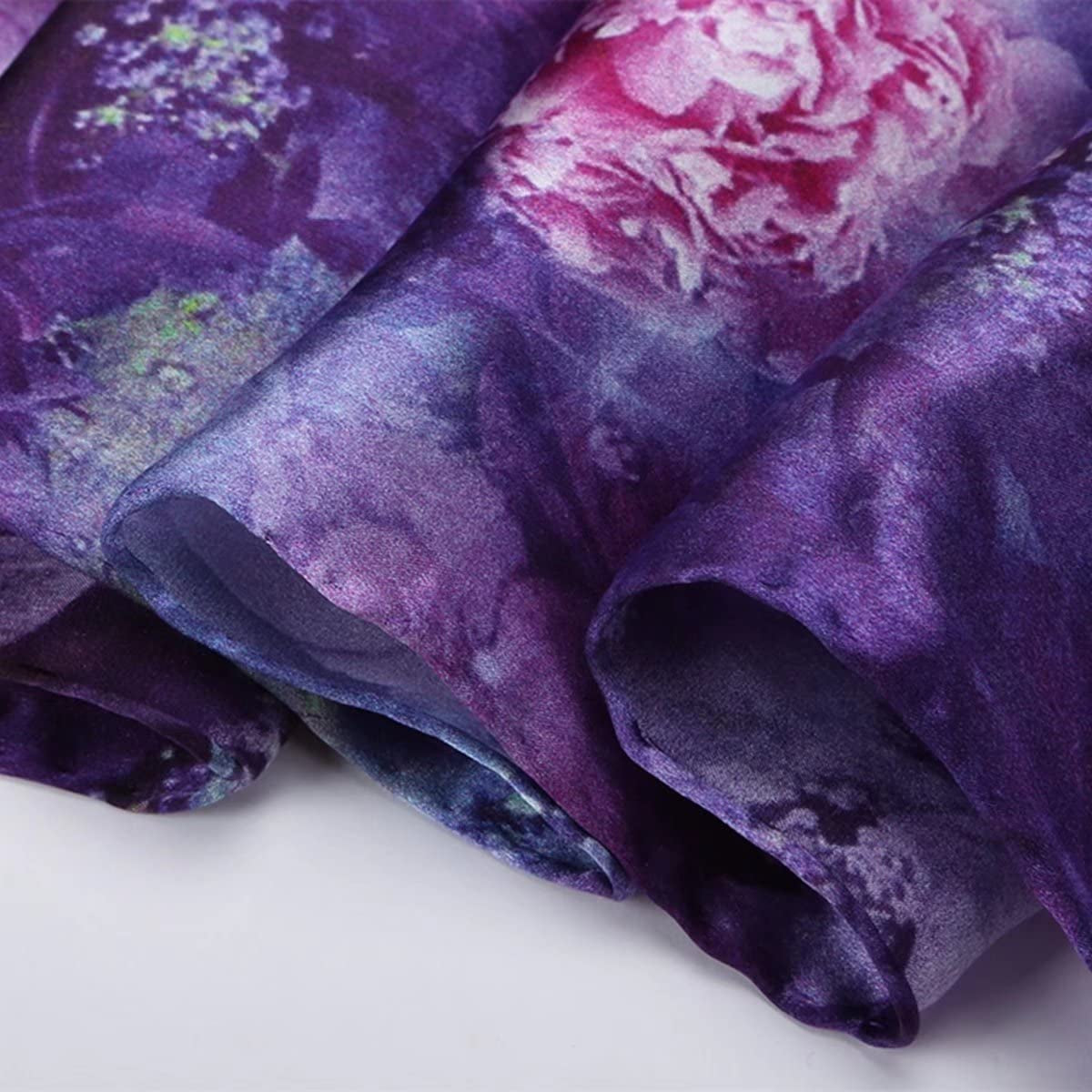 Women'S 100% Charmeuse Mulberry Silk Long Scarf for Gift Hair Ladies Shawls Floral and Butterfly Scarves Apparel & Accessories > Clothing Accessories > Scarves & Shawls WindamazingStory   