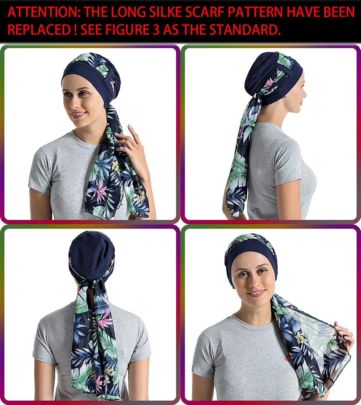 Bamboo Cotton Liner Chemo Headwear for Womenwith Silky Scarfs for Cancer Hair Loss Sleep Caps Beanie Apparel & Accessories > Clothing Accessories > Headwear JarseHera   