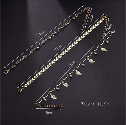 Fesciory 3 Pcs Ankle Bracelets for Women Gold Adjustable Layered Beach Anklet Set Girls Alloy Foot Chain Jewelry Apparel & Accessories > Jewelry > Anklets Fesciory   