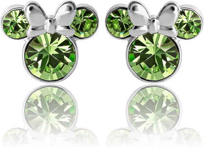 Disney Womens Minnie Mouse Birthstone Stud Earrings - Minnie Mouse Earrings - Birthstone Jewelry - Disney Jewelry Apparel & Accessories > Jewelry > Earrings Disney August-Peridot Crystal  