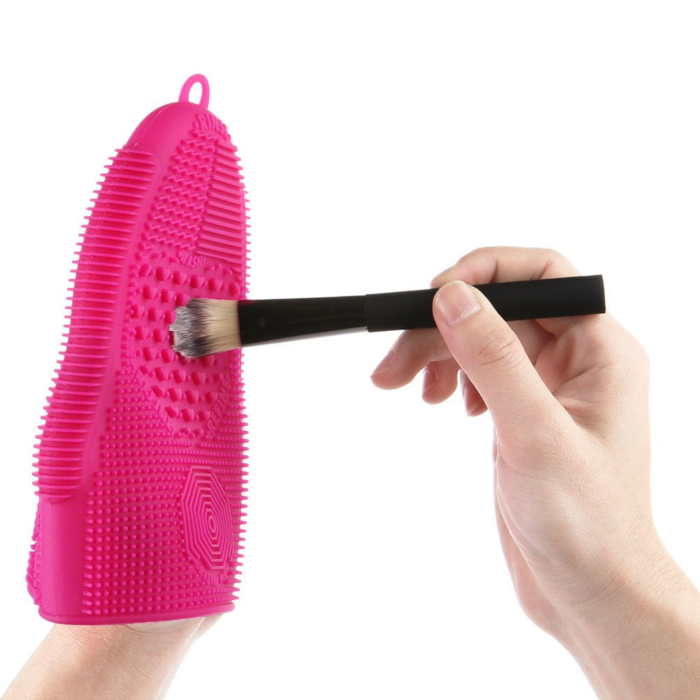 Scivokaval Makeup Brush Cleaner Glove Mat Mitt Silicone Cosmetic Cleaning Scrubber Tool Face Brushes and Eye Brush Washing Pad Pink (Rose Red) Health & Beauty > Personal Care > Cosmetics > Cosmetic Tools > Makeup Tools ScivoKaval   