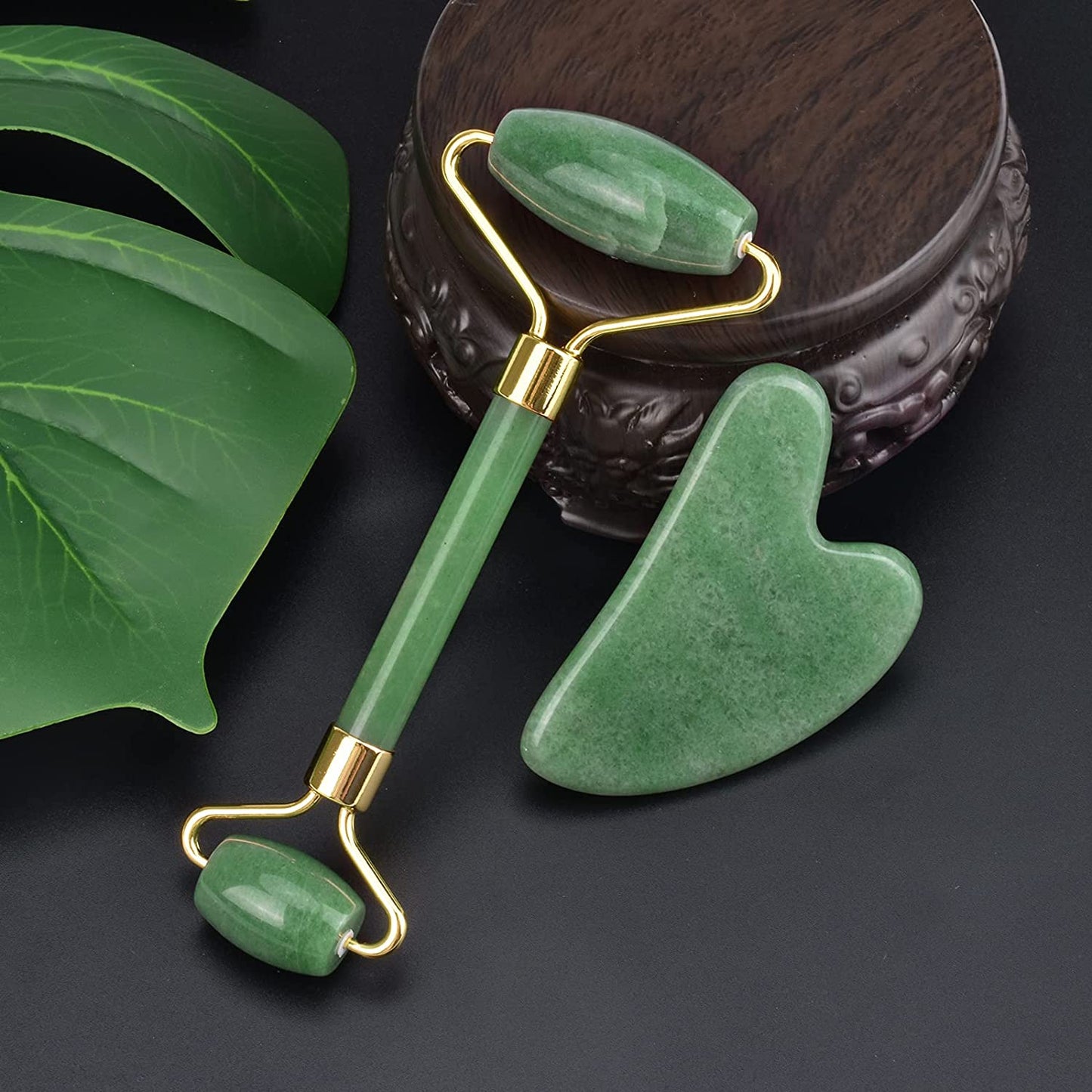 Ideayard Face Roller and Gua Sha Set - Jade Roller anti Aging Massager Tool - Natural Jade Roller for Face and Guasha Stone for Body - Beauty Roller Skin Care Tools Kit for Slimming & Firming Health & Beauty > Personal Care > Cosmetics > Cosmetic Tools > Skin Care Tools ideayard   