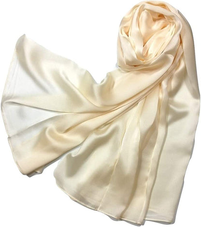 Shanlin Silk Feel Long Satin Patterned & Solid Color Scarves for Women in Gift Box Apparel & Accessories > Clothing Accessories > Scarves & Shawls Shanlin Solid Color: Cream White  