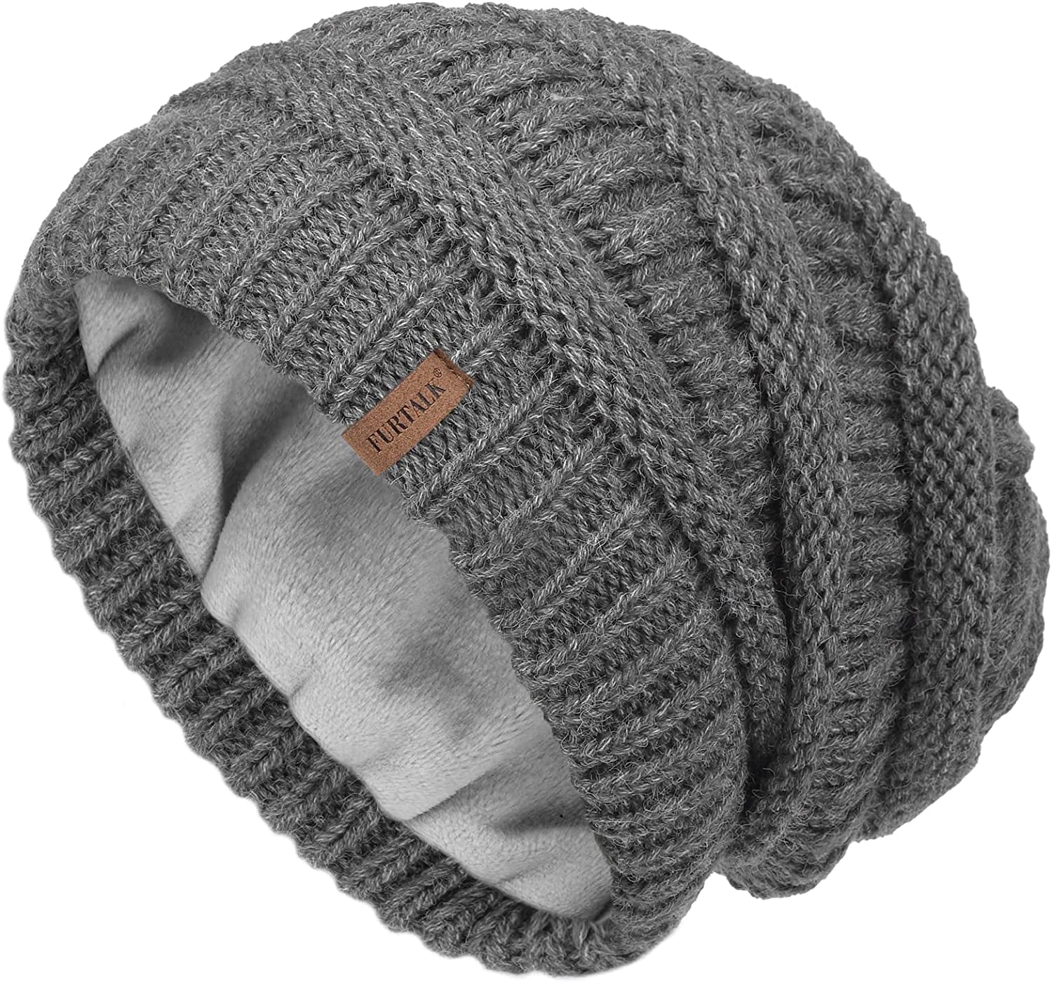 FURTALK Knit Beanie Hats for Women Men Fleece Lined Ski Skull Cap Slouchy Winter Hat Apparel & Accessories > Clothing Accessories > Hats KYLIE MAX Deep Grey  