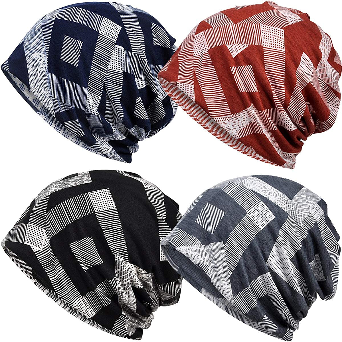 Cotton Face Bandanas for Sports Headwear Headband Neck Gaiter Chemo Cap Hair Loss Beanie Nightcap Apparel & Accessories > Clothing Accessories > Headwear Ababalaya B-1384pack  