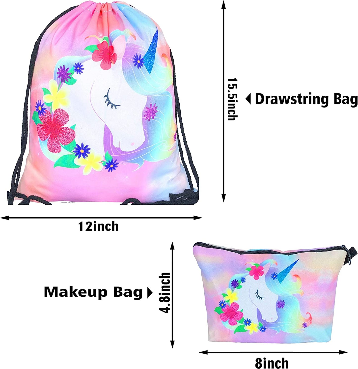 Unicorn Gifts for Girls - Unicorn Drawstring Backpack/Makeup Bag/Bracelet/Inspirational Necklace/Hair Ties (Flower Unicorn) Apparel & Accessories > Jewelry > Bracelets Doctor Unicorn   