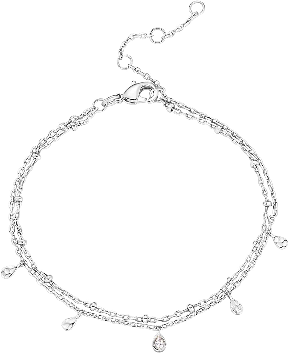 PAVOI 14K Gold Plated Paperclip/Curb/Figaro Chain Adjustable Bracelet for Women Apparel & Accessories > Jewelry > Bracelets PAVOI Double white gold plated 