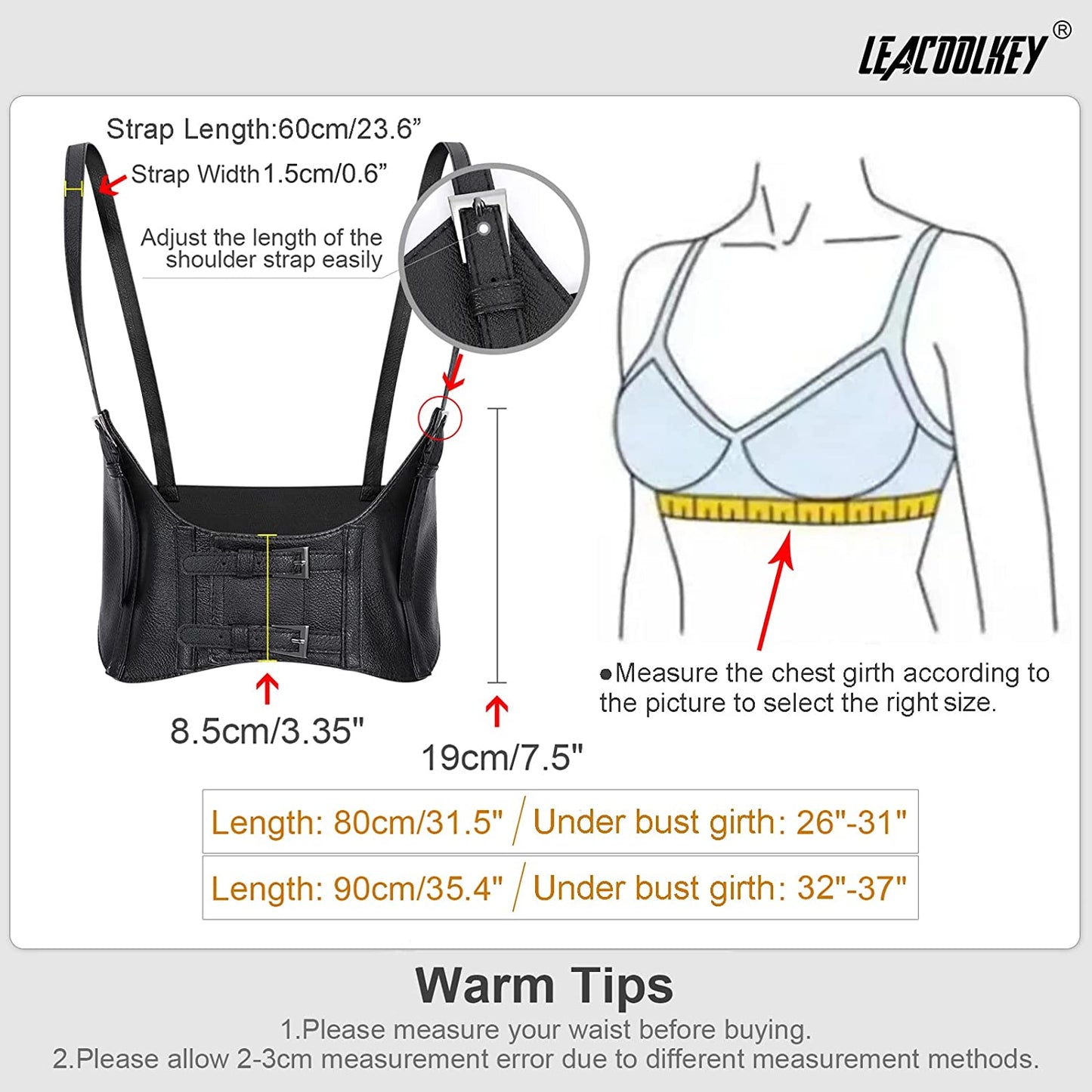 LEACOOLKEY Women Fashion Body Waist Belt Steampunk Underbust Corset Belt for Dress Apparel & Accessories > Clothing Accessories > Belts LEACOOLKEY   