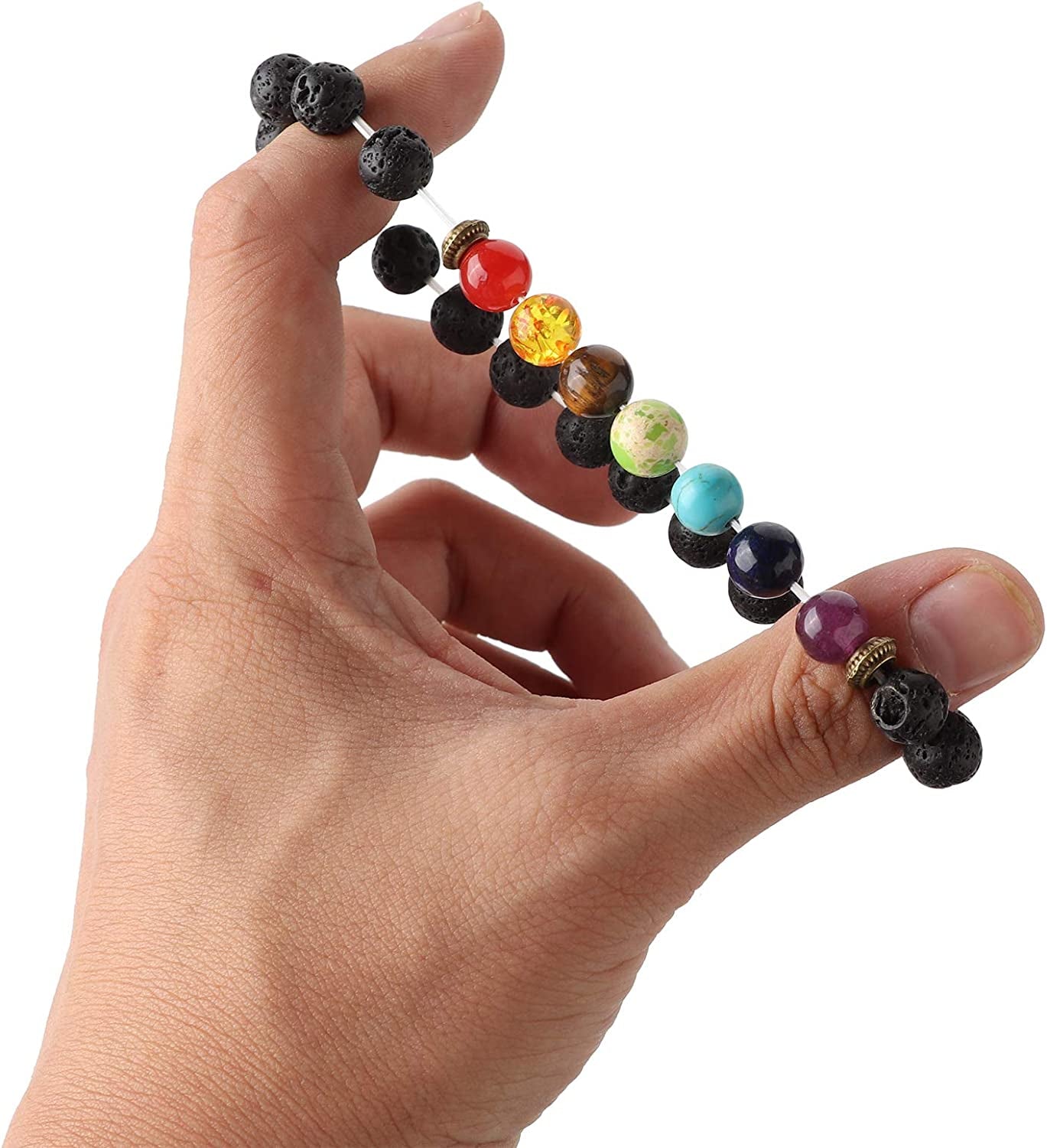 LOYALLOOK 6-12PCS Lava Stone Bracelet Chakras Bead Natural Stone Bracelet Oil Diffuser Bracelet Apparel & Accessories > Jewelry > Bracelets LOYALLOOK   