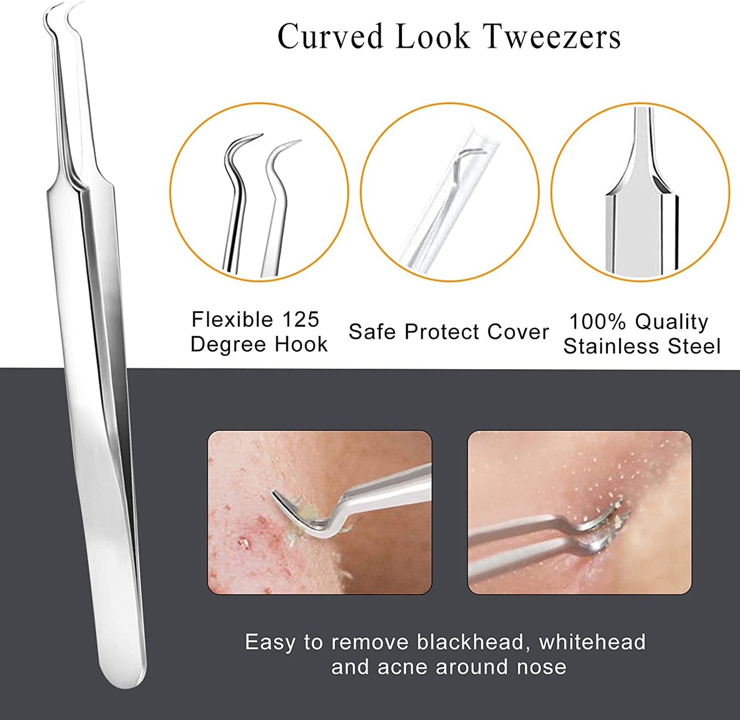 Boxoyx Pimple Popper Tool Kit - 6Pcs Blackhead Remover Comedone Extractor Tool Kit with Metal Case for Quick and Easy Removal of Pimples, Blackheads, Zit Removing, Forehead, Facial and Nose(Silver) Health & Beauty > Personal Care > Cosmetics > Cosmetic Tools > Skin Care Tools Boxoyx   