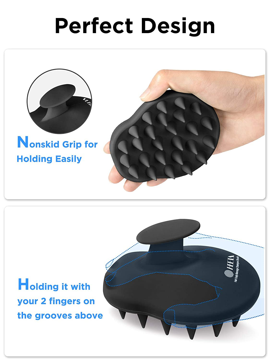 HEETA Hair Scalp Massager Shampoo Brush, Upgraded Full Silicone Integrated Design Hair Care Brush with Soft Silicone Bristles, Head Massager for Remove Dandruff and Hair Growth (Black) Health & Beauty > Personal Care > Hair Care HEETA   