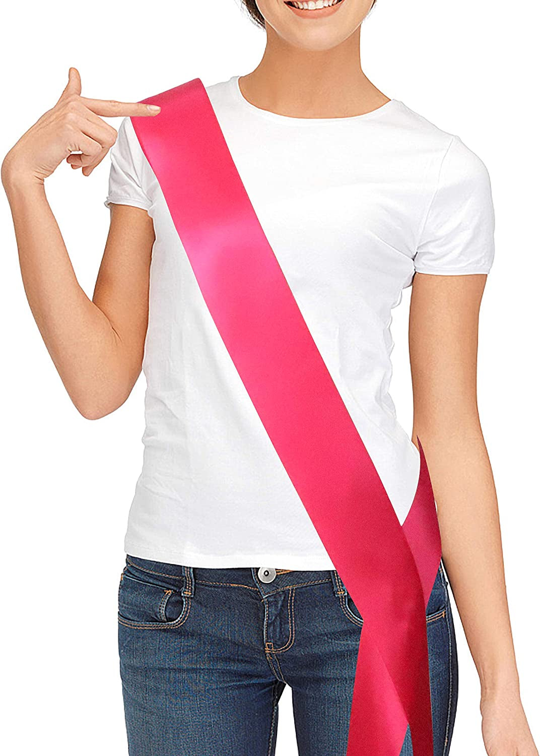 Blank Satin Sash, Plain Sash, Party Decorations, Make Your Own Sash (Pink) Apparel & Accessories > Clothing Accessories > Sashes TREORSI Hot Pink  