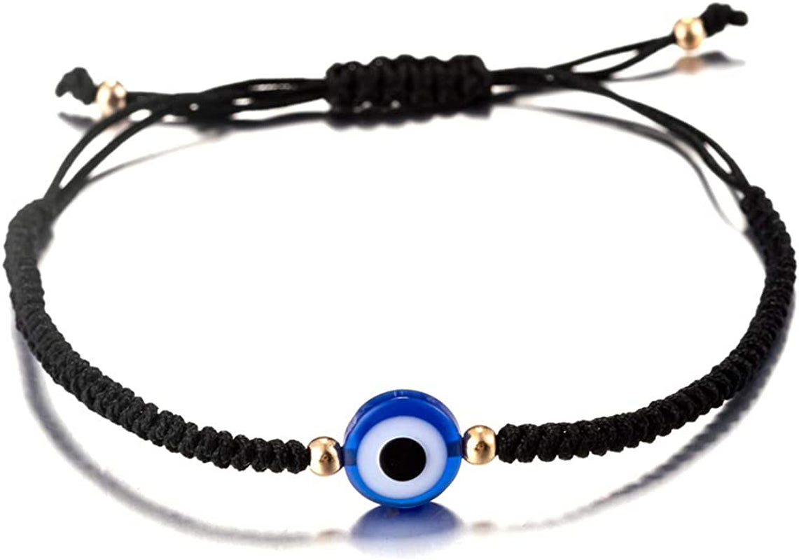 Handmade String Evil Eye Bracelet for Women Men Girls Boys Black Red Thread Adjustable Bracelets Minimalist Jewelry Apparel & Accessories > Jewelry > Bracelets kelistom 06. one black eye  