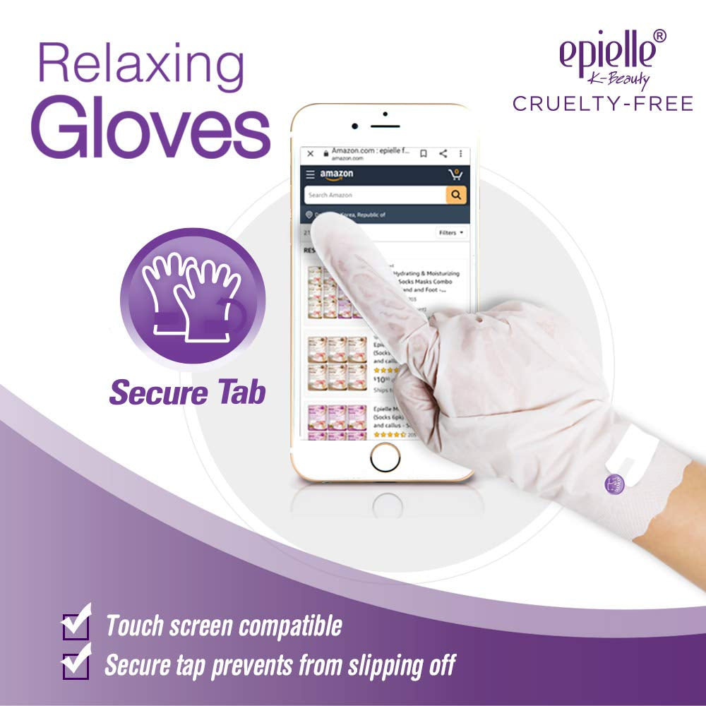 Epielle Relaxing Hand Masks Melatonin + Lavender Extract Deep Moisturizing 100% Vegan & Cruelty-Free (Gloves 6Pk) for Dry Hand Spa Masks Health & Beauty > Personal Care > Foot Care Epielle   