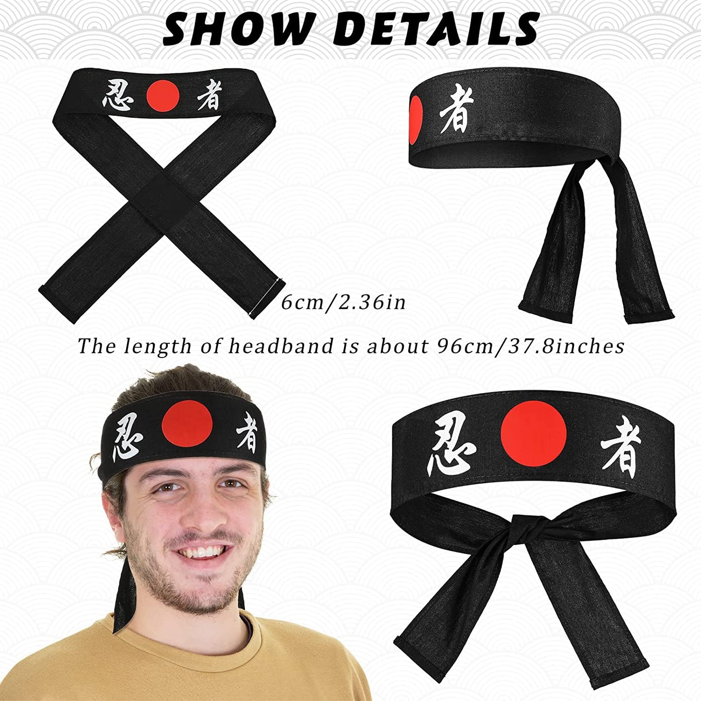 SATINIOR Bushido Hachimaki Headband 2 Pieces Samurai Japanese Headband Dragon Sushi Chef Bandana Tie on Costume Headwear for Karate about 96 X 6 Cm/ 37.8 X 2.36 Inches Apparel & Accessories > Clothing Accessories > Bandanas & Headties SATINIOR   