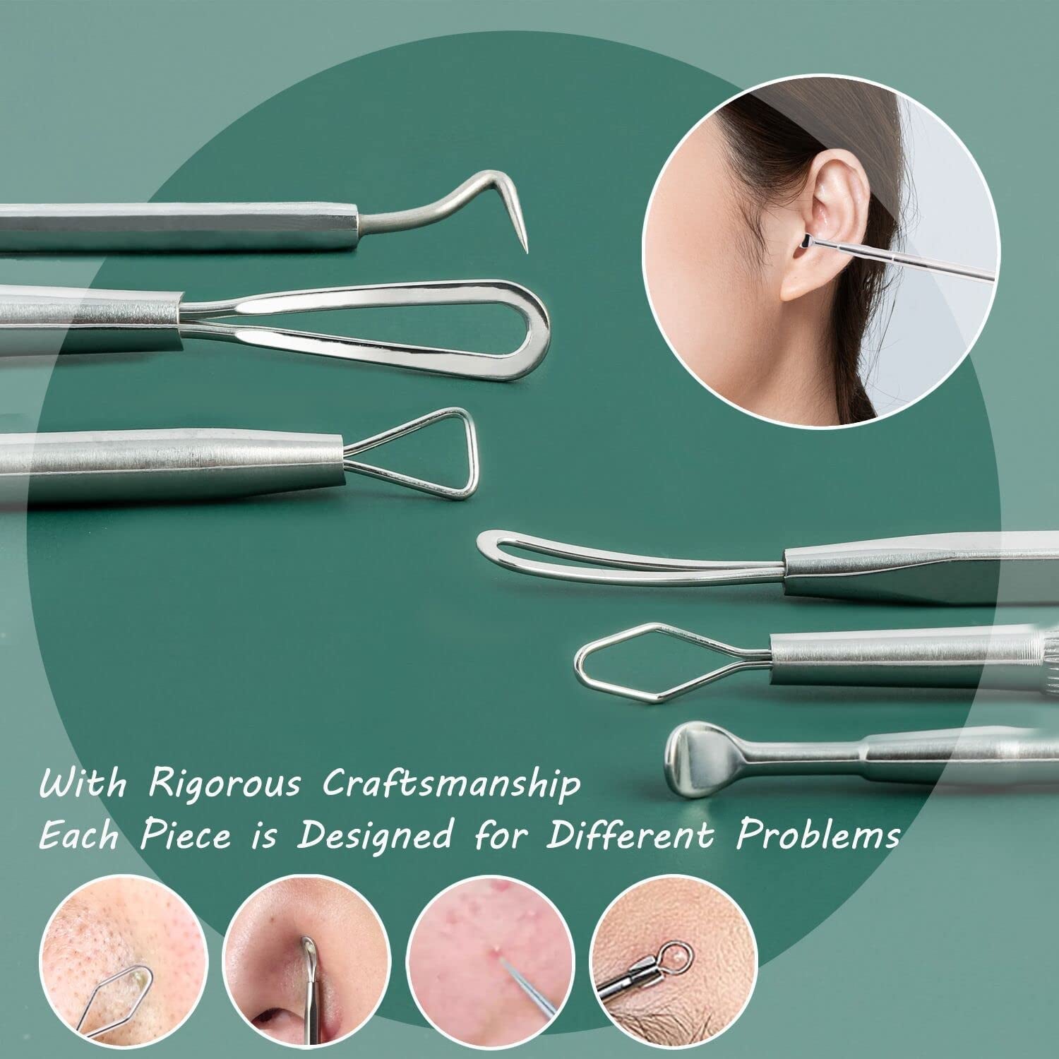 Blackhead Remover Tools, 2022 Latest 16 PCS Pimple Popper Tool Kit, Acne Blackhead Tools for Blemish, 410 Premium Professional Stainless Acne Pimple Extractor Tool with Metal Box Health & Beauty > Personal Care > Cosmetics > Cosmetic Tools > Skin Care Tools BHYTAKI   