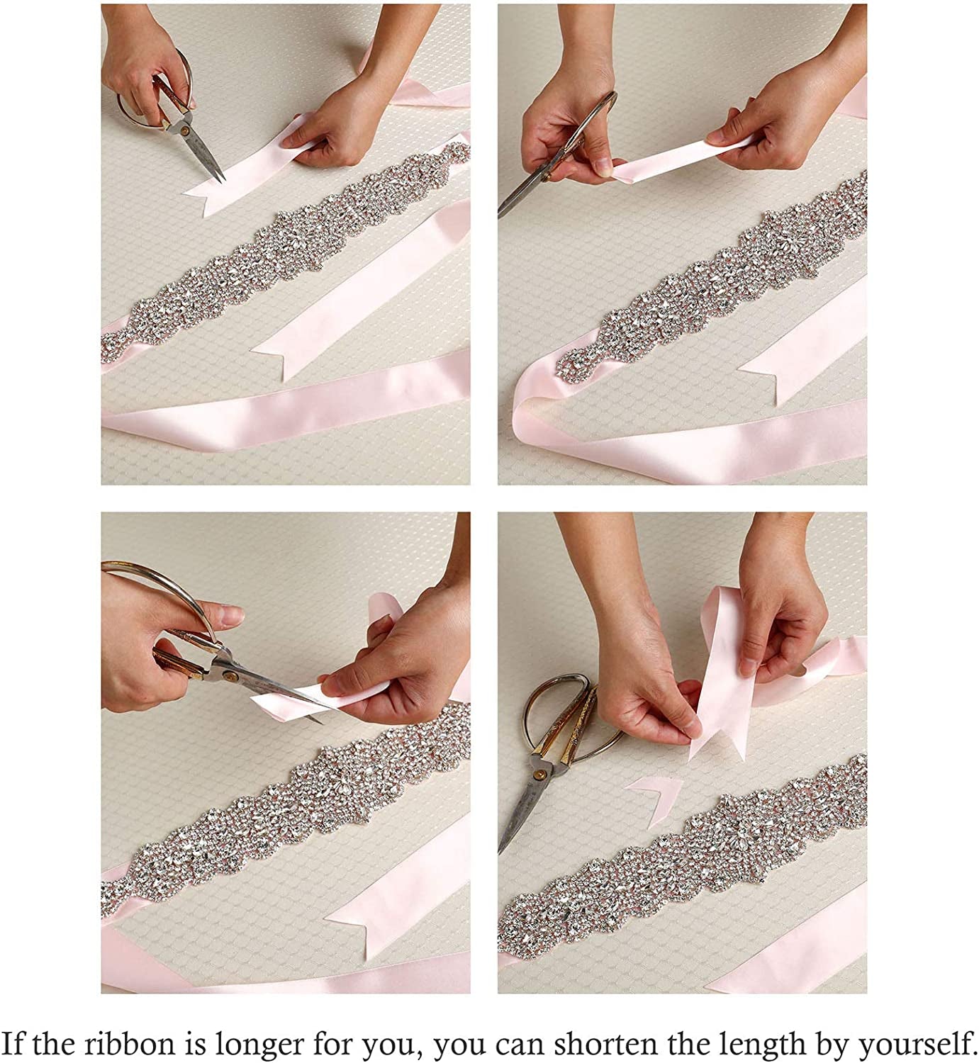 SWEETV Flower Bridal Belt Rhinestone Wedding Belt Evening Dress Sash Accessories for Bridesmaid Gown Apparel & Accessories > Clothing Accessories > Belts SWEETV   
